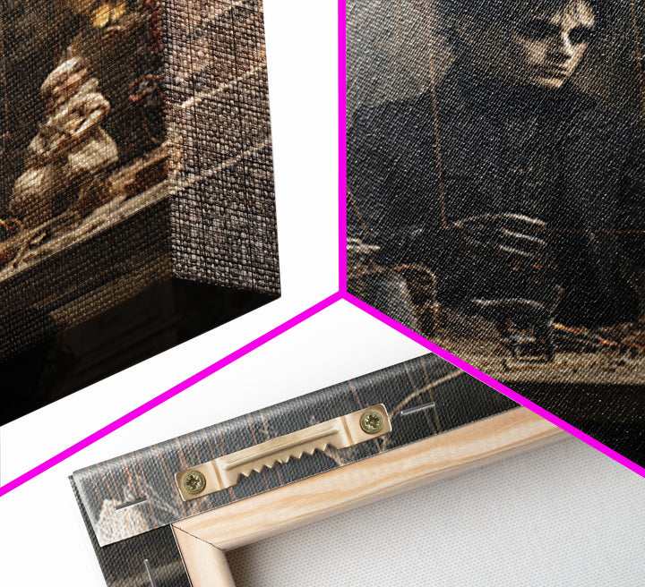 The Dollmaker Of Hollow Ward, Square Wall Art, Haunted Gothic Art, Framed Canvas Print, Halloween Wall Decor, Gothic Home Decor
