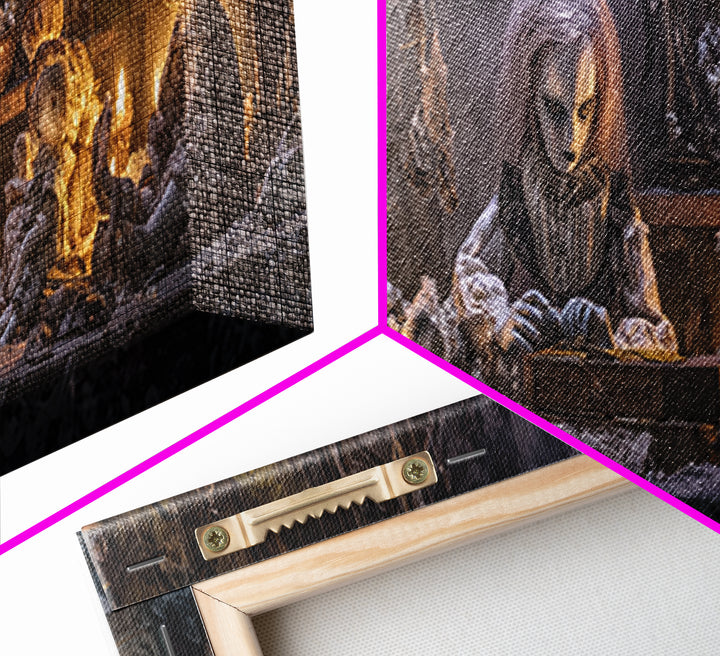 The Dollmaker Of Hollow Ward, Extra Wide Wall Art, Macabre Wall Art, Framed Canvas Print, Halloween Wall Decor, Gothic Home Decor