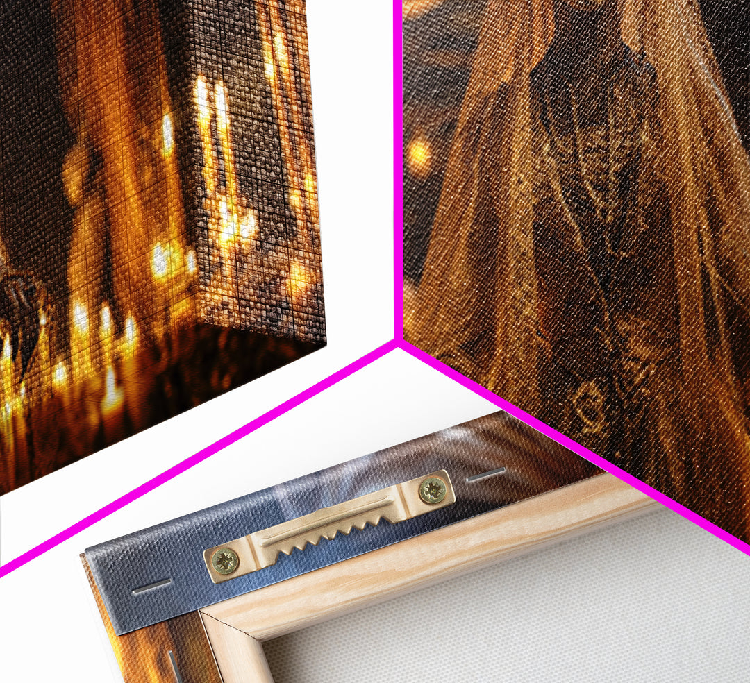 The Wax Bride Of Mourning Hall, Wide Panoramic Art, Macabre Wall Art, Framed Canvas Print, Halloween Wall Decor, Gothic Home Decor