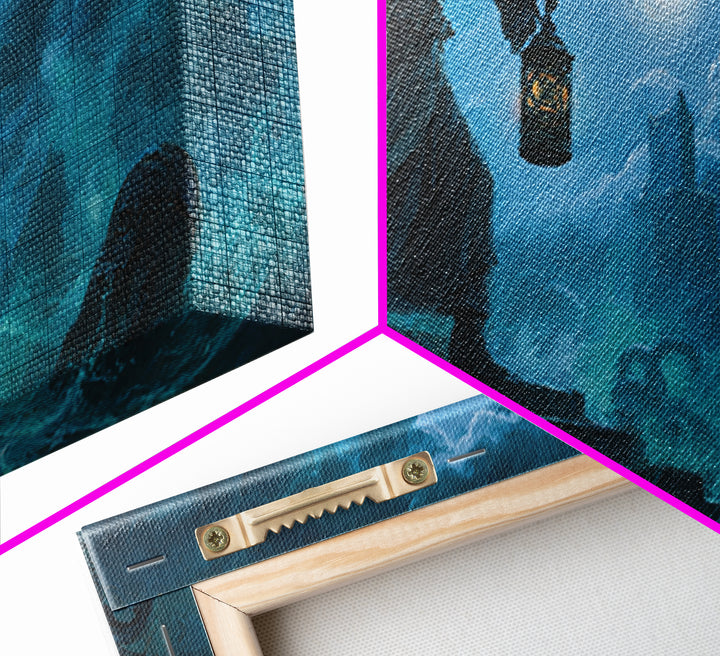The Lantern-Bearer Of R’Lyeh, Wide Panoramic Art, Lovecraftian Horror Art, Canvas Print, Halloween Wall Decor, Gothic Home Decor