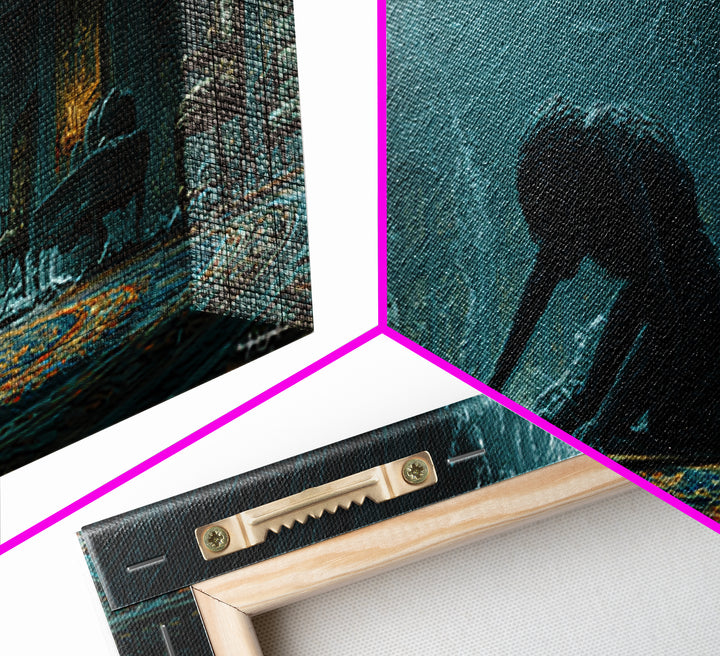 The Crawler Beneath The Floor Of Stars, Extra Wide Wall Art, Cosmic Horror Wall Art, Framed Canvas Print, Halloween Wall Decor