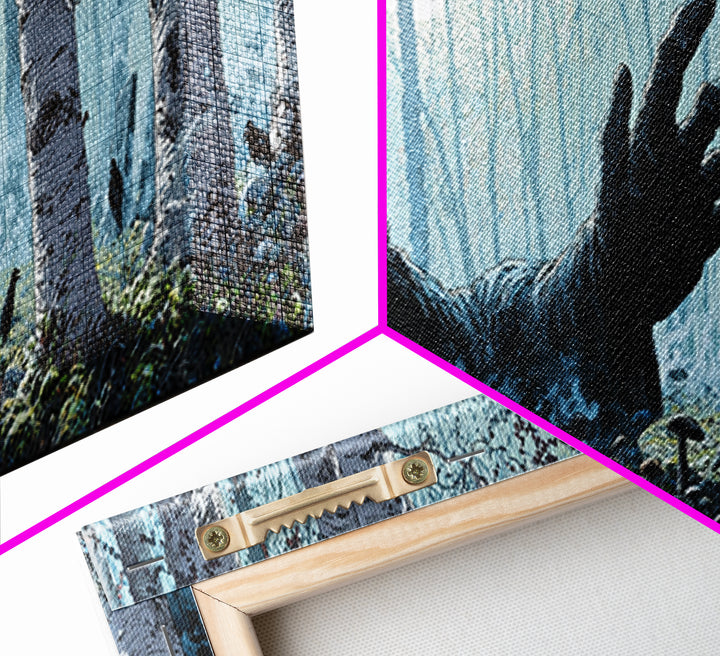 The Sleeper In The Birch Grove, Extra Wide Wall Art, Macabre Wall Art, Canvas Print, Halloween Wall Decor, Gothic Home Decor
