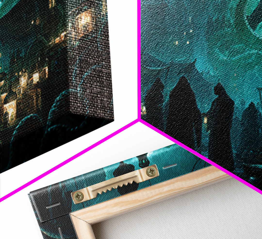 The Lantern Market Beyond The Veil, Landscape Wall Art, Eldritch Gothic Decor, Canvas Print, Halloween Wall Decor, Gothic Home Decor