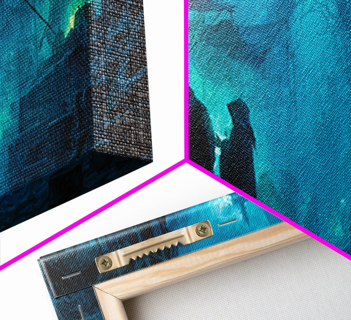 The Lantern Market Beyond The Veil, Wide Panoramic Art, Eldritch Gothic Decor, Framed Canvas Print, Halloween Wall Decor, Gothic Home Decor