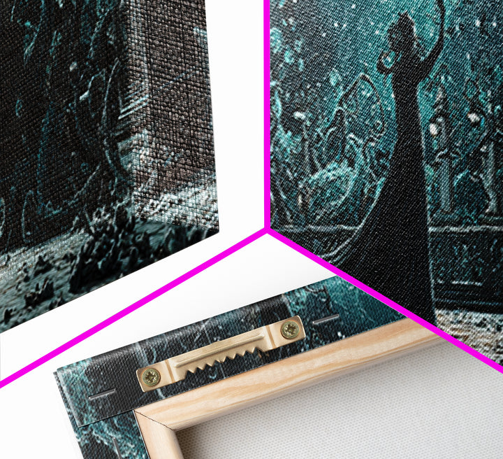 The Moonlit Shoggoth Menagerie, Extra Wide Wall Art, Spooky Home Decor, Framed Canvas Print, Halloween Wall Decor, Gothic Home Decor