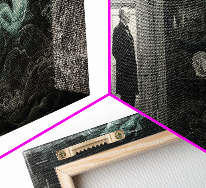 The Thirteenth Door Of Arkham House, Wide Panoramic Art, Gothic Horror Wall Art, Canvas Print, Halloween Wall Decor, Gothic Home Decor