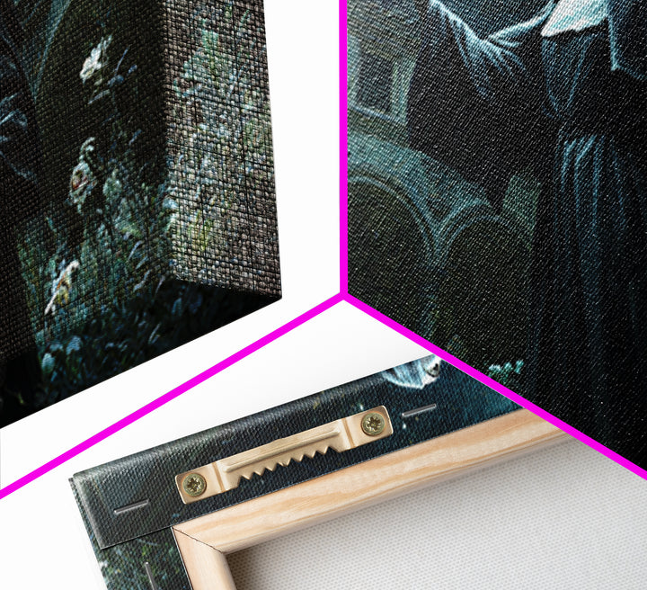 The Nun Of The Endless Constellation, Wide Panoramic Art, Dark Halloween Decor, Canvas Print, Halloween Wall Decor, Gothic Home Decor