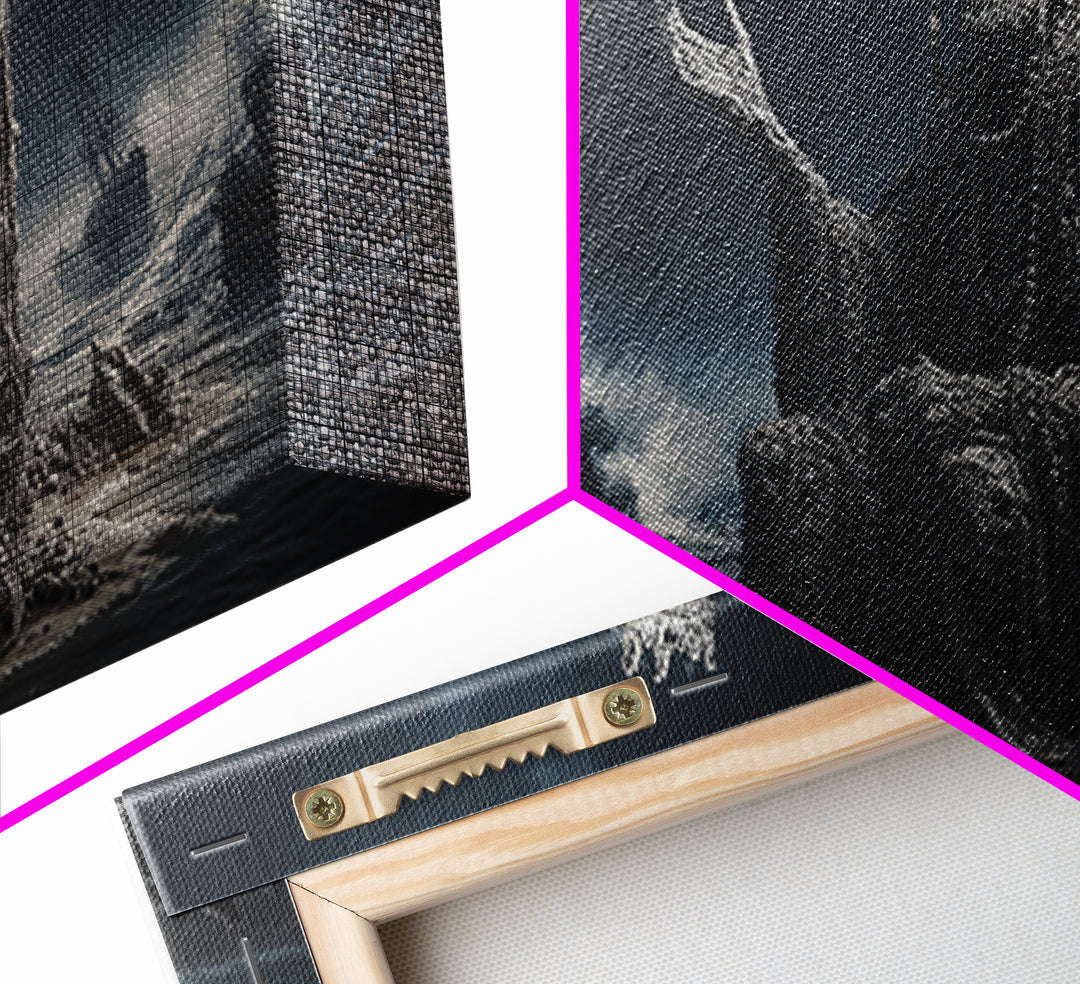 The Salt King Of The Black Shore, Wide Panoramic Art, Cosmic Horror Wall Art, Canvas Print, Halloween Wall Decor, Gothic Home Decor