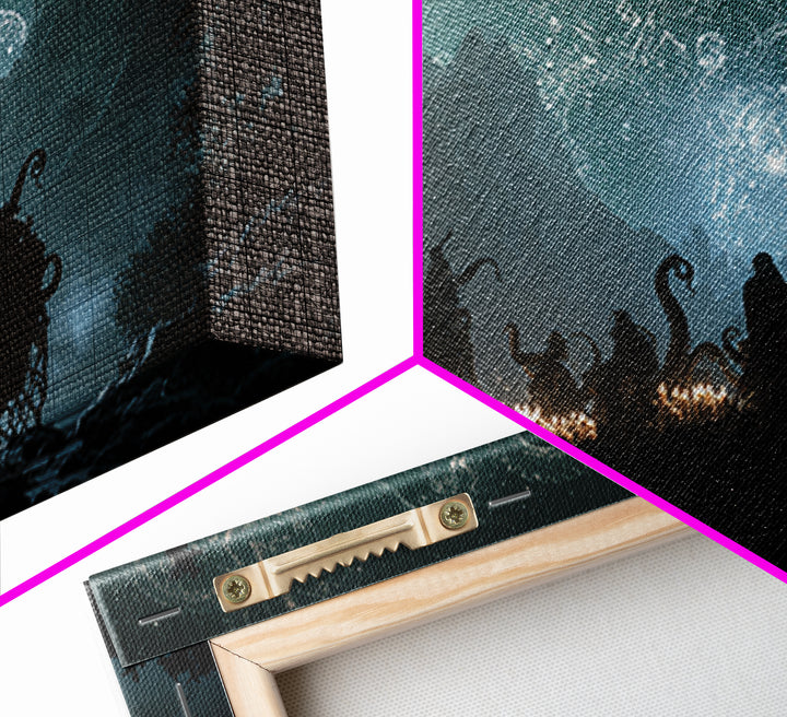 The Candelit Ark Of Forgotten Stars, Landscape Wall Art, Eldritch Gothic Decor, Canvas Print, Halloween Wall Decor, Gothic Home Decor