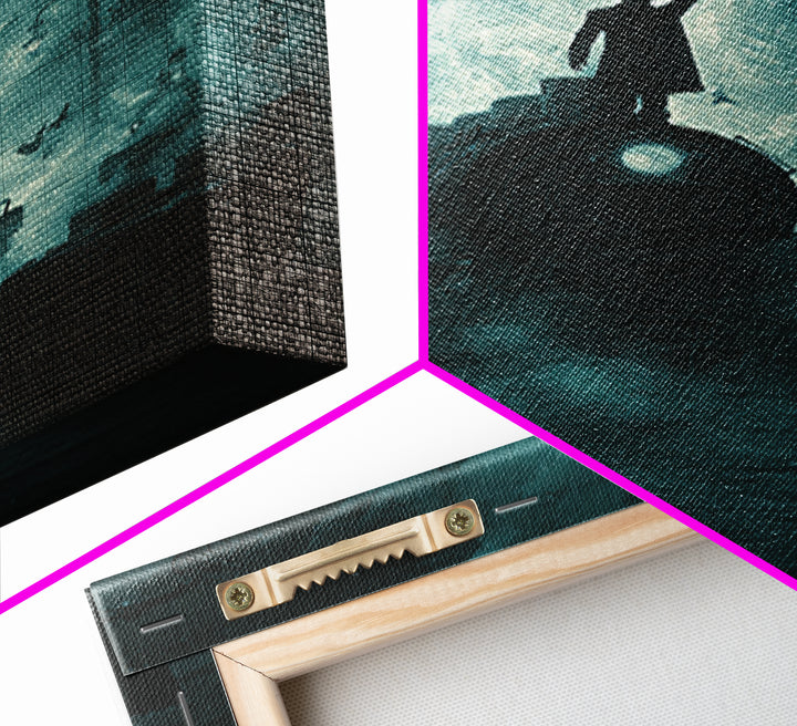 The Phantom Train To Kadath, Vertical Wall Art, Eldritch Gothic Decor, Framed Canvas Print, Halloween Wall Decor, Gothic Home Decor