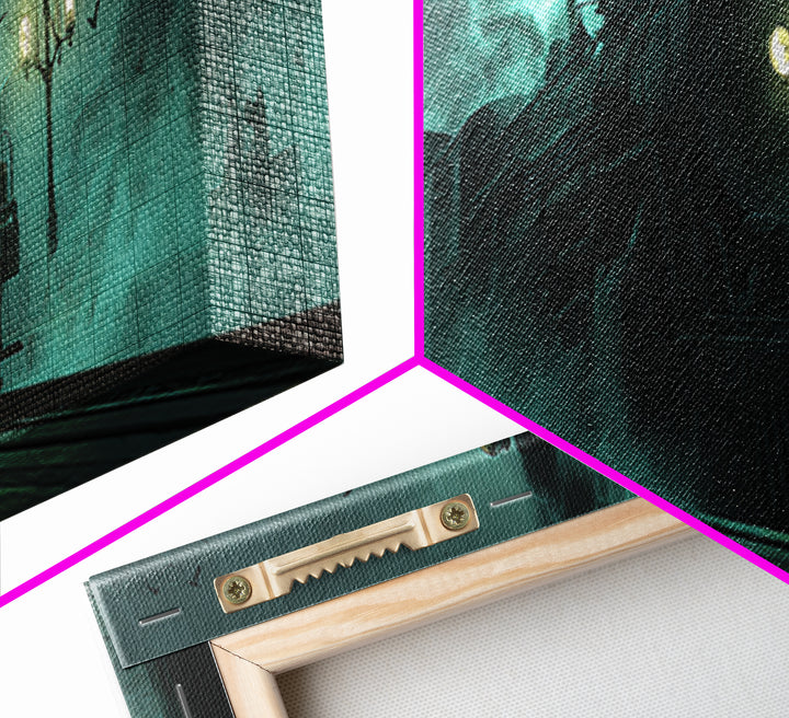 The Phantom Train To Kadath, Extra Wide Wall Art, Eldritch Gothic Decor, Canvas Print, Halloween Wall Decor, Gothic Home Decor