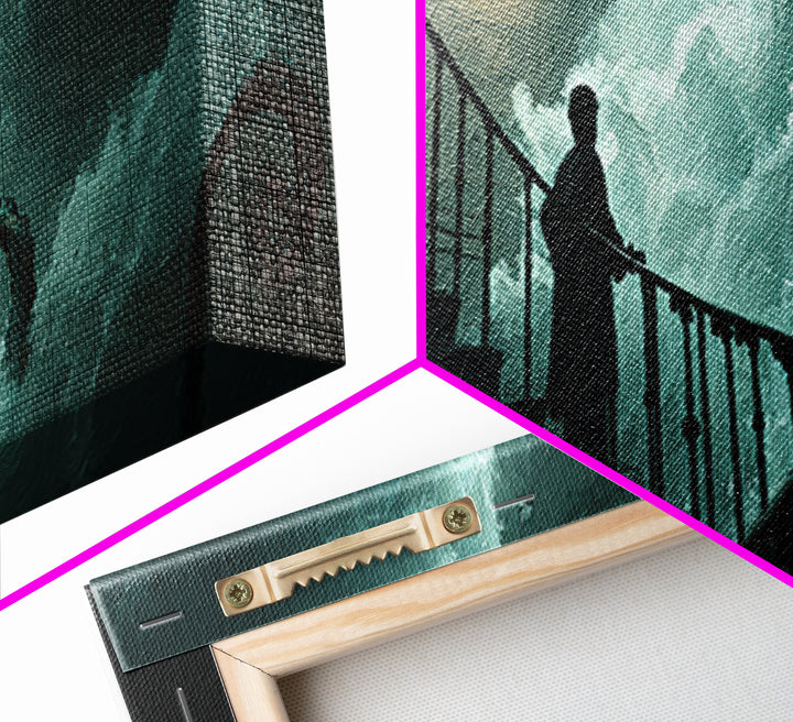 The Last Lighthouse Of Y’Ha-Nthlei, Extra Wide Wall Art, Lovecraftian Horror Art, Canvas Print, Halloween Wall Decor, Gothic Home Decor