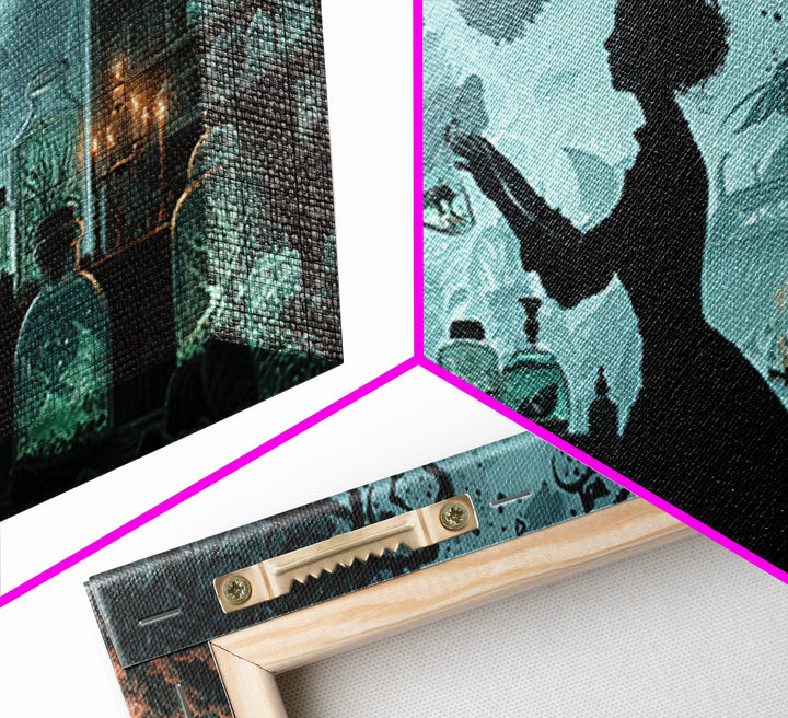 The Apothecary Of Black Seashell Dreams, Wide Panoramic Art, Cosmic Horror Wall Art, Canvas Print, Halloween Wall Decor, Gothic Home Decor