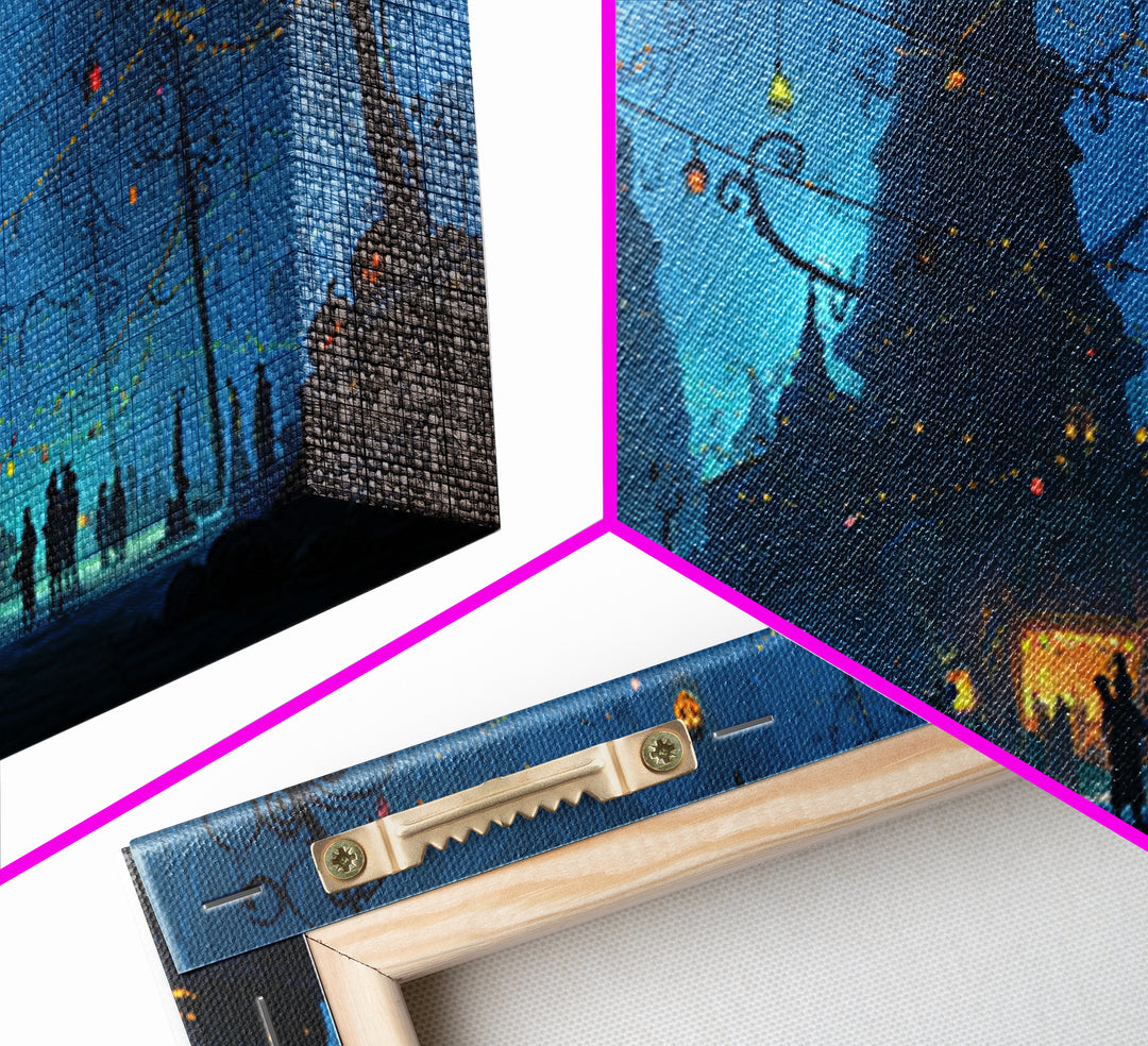 The Festival Of The Little Old Ones, Wide Panoramic Art, Spooky Home Decor, Canvas Print, Halloween Wall Decor, Gothic Home Decor