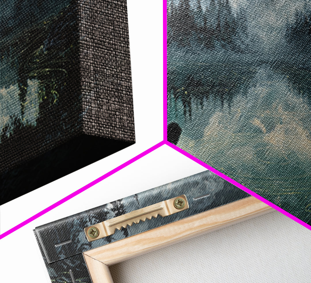 The Mirror Lake Of Lost Constellations, Wide Panoramic Art, Macabre Wall Art, Canvas Print, Halloween Wall Decor, Gothic Home Decor