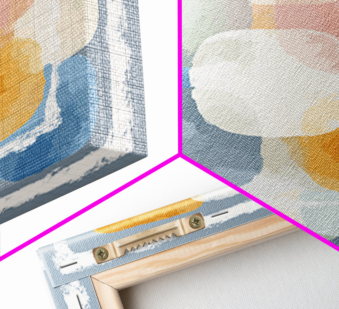 Simple Rainbow Pastel Shapes for Children Framed Canvas Print, Dental Office Art, Digital Artwork, Office Decor, Fine Art, Calm, DOA-1x1-21