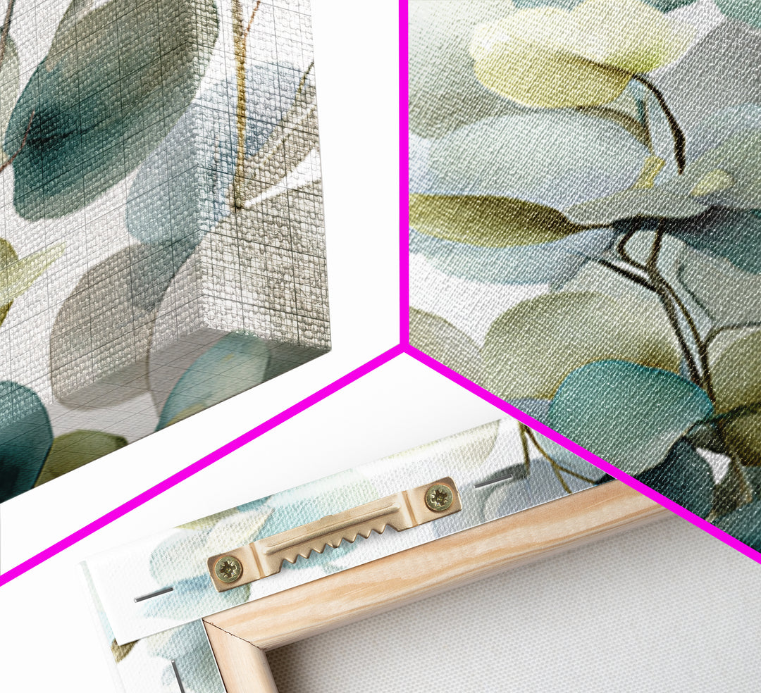 Soft Botanical Eucalyptus Print for Clean Atmosphere Canvas Print, Dental Office Art, Dental Wall Art, Office Decor, Calm, DOA-1x1-27