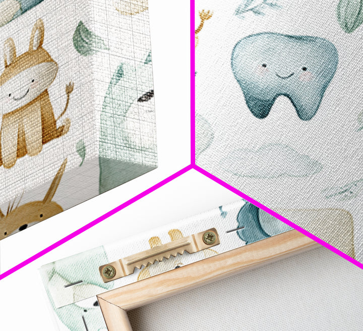 Cheerful Animal Dentist Themed Character Without Text Canvas Print, Dental Office Art, Medical Art, Office Decor, Calm, DOA-1x1-50