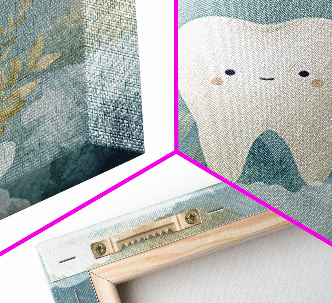Playful Tooth Shaped Character Canvas Print, Dental Office Art, Medical Office Decor, Office Decor, Abstract Art, Calm, DOA-1x1-54