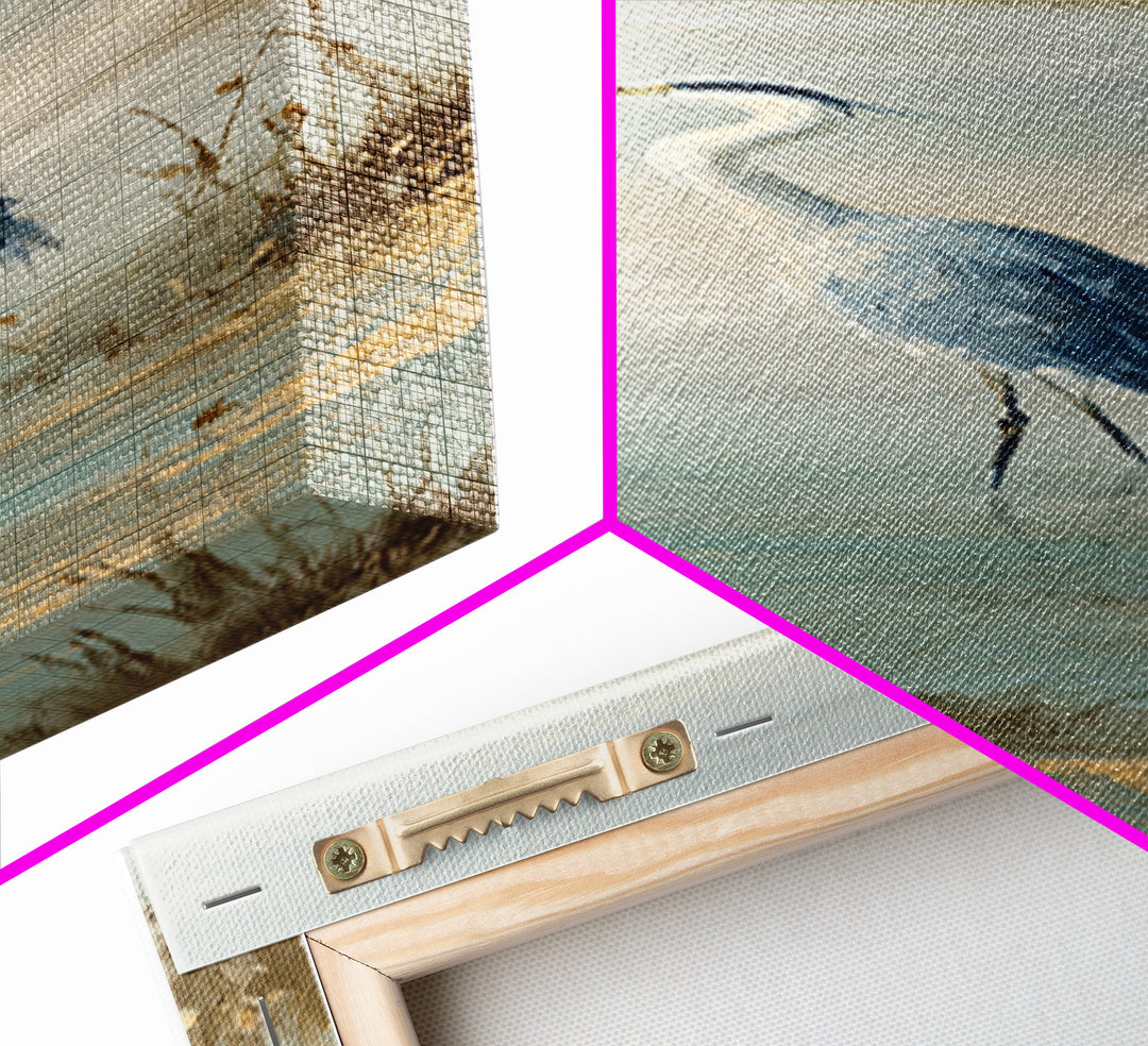 Blue Heron by Calm Marsh Water Canvas Print, Dental Office Art, Science Art, Office Decor, Fine Art, Calm, Boho Decor, DOA-1x3-35