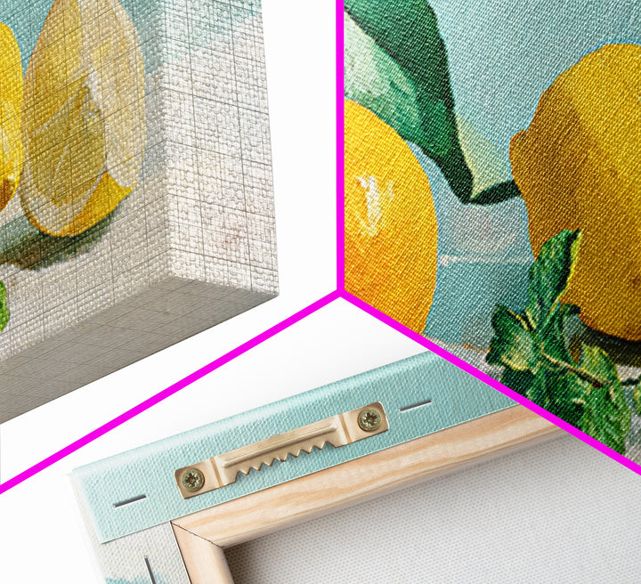 Fresh Citrus and Mint Still Life Framed Canvas Print, Dental Office Art, Unique Wall Art, Office Decor, Watercolor Art, Calm, DOA-2x1-51