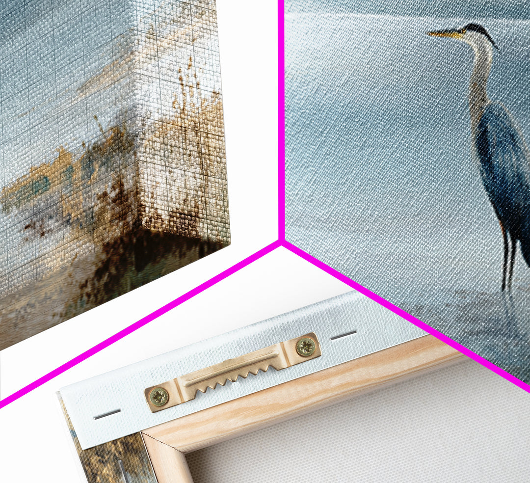 Blue Heron by Calm Marsh Water Framed Canvas Print, Dental Office Art, Contemporary Art, Office Decor, Fine Art, Calm, DOA-2x1-91