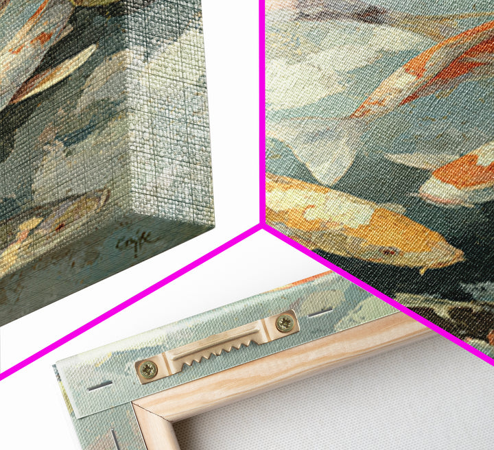 Colorful Fish Swimming Framed Canvas Print, Dental Office Art, Dental Gift, Office Decor, Abstract Art, Calm, DOA-2x3-2