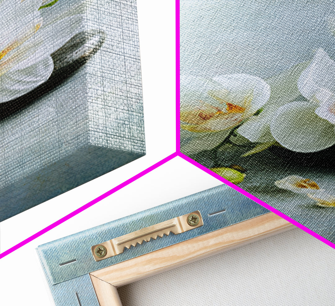 White Orchid on Stone Background Framed Canvas Print, Dental Office Art, Modern Decor, Office Decor, Oil Painting, Calm, DOA-2x3-20