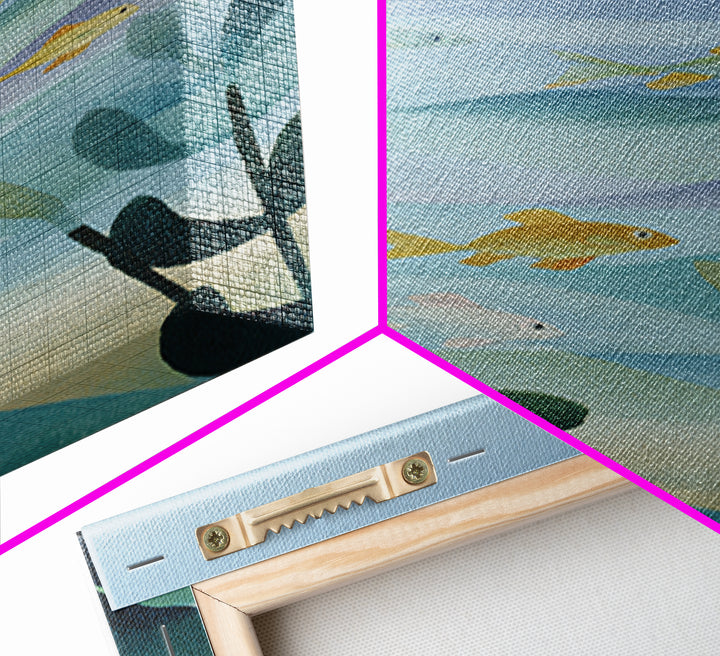 Colorful Fish Swimming Framed Canvas Print, Dental Office Art, Dental Gift, Office Decor, Abstract Art, Calm, DOA-2x3-26