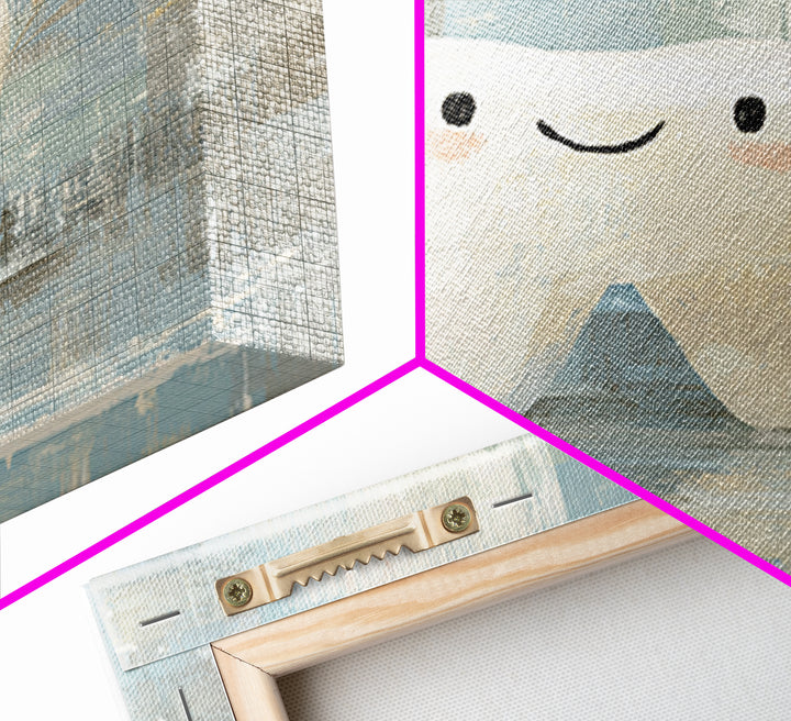 Playful Tooth Shaped Character Framed Canvas Print, Dental Office Art, Modern Decor, Office Decor, Abstract Art, Calm, DOA-2x3-38