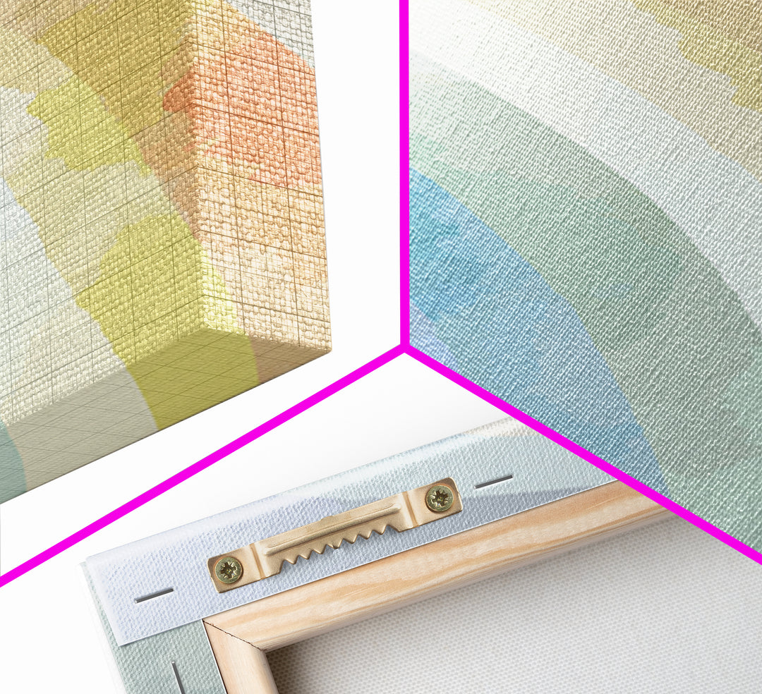 Simple Rainbow Pastel Shapes for Children Framed Canvas Print, Dental Office Art, Boho Decor, Office Decor, Abstract Art, Calm, DOA-2x3-53