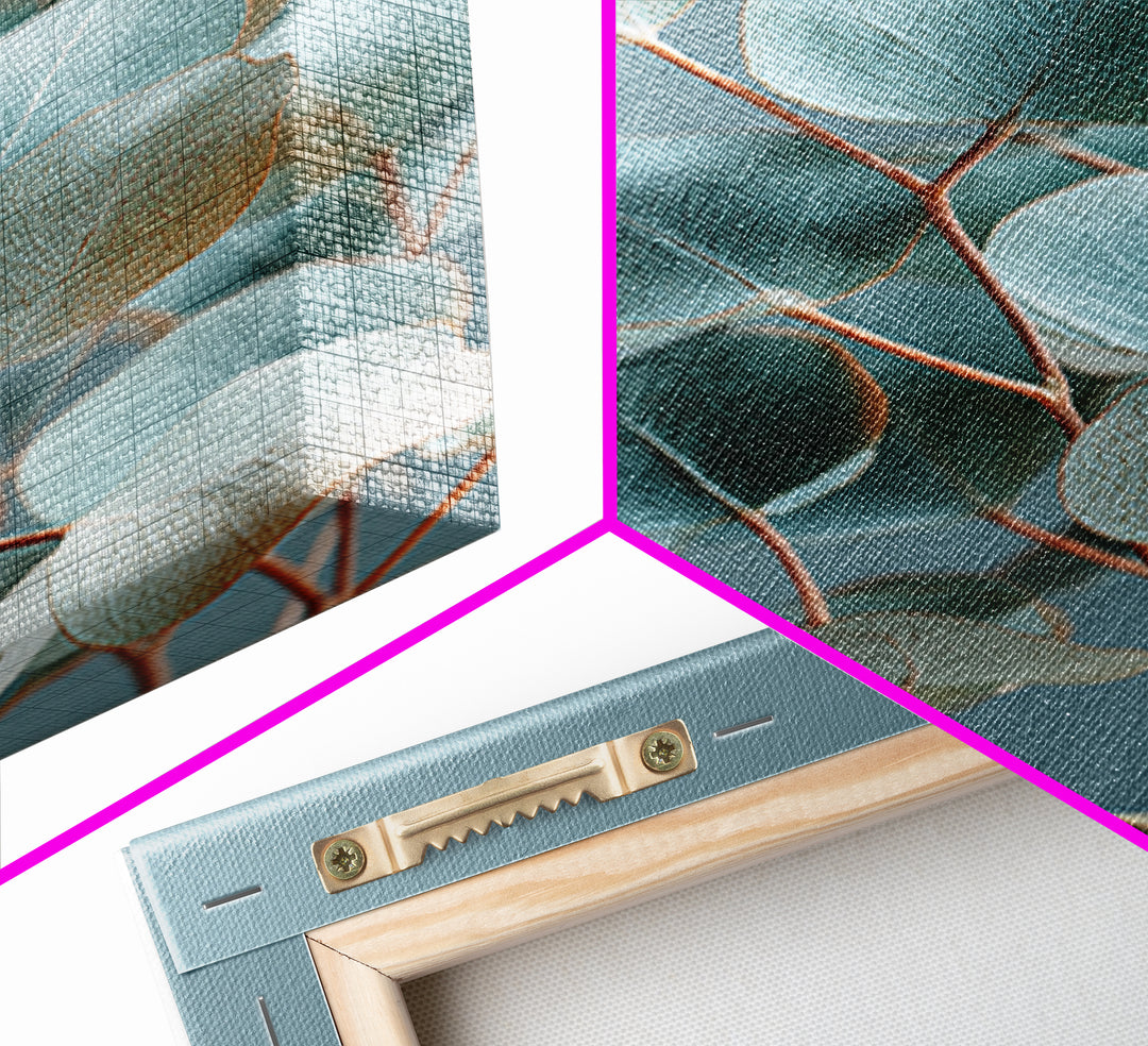 Soft Botanical Eucalyptus Print for Clean Atmosphere Framed Canvas Print, Dental Office Art, Boho Decor, Office Decor, Calm, DOA-2x3-83