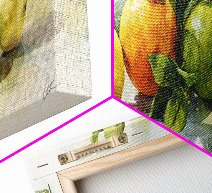 Fresh Citrus and Mint Still Life Framed Canvas Print, Dental Office Art, Room Decor, Office Decor, Oil Painting, Calm, DOA-3x1-47