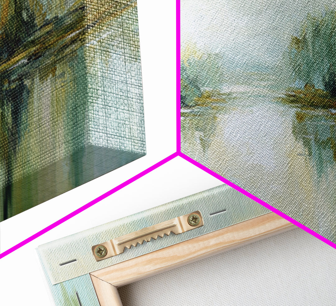 Sunlit Lake with Calming Reflections Framed Canvas Print, Dental Office Art, Printable Wall Art, Office Decor, Fine Art, Calm, DOA-3x1-79