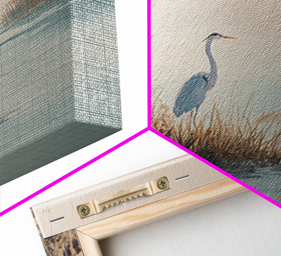Blue Heron by Calm Marsh Water Canvas Print, Dental Office Art, Statement Artwork, Office Decor, Fine Art, Calm, DOA-3x2-3