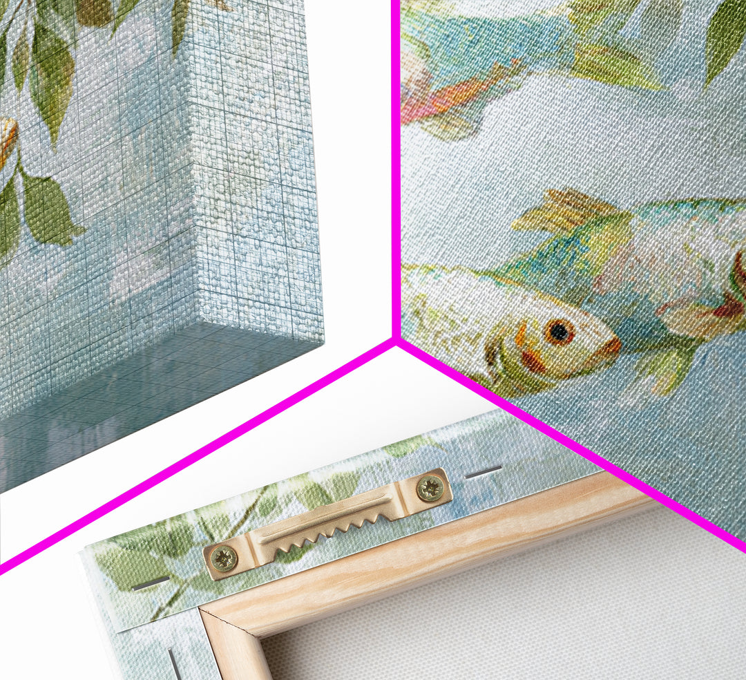 Colorful Fish Swimming Framed Canvas Print, Dental Office Art, Printable Wall Art, Office Decor, Fine Art, Calm, Dental Hygiene, DOA-3x2-46