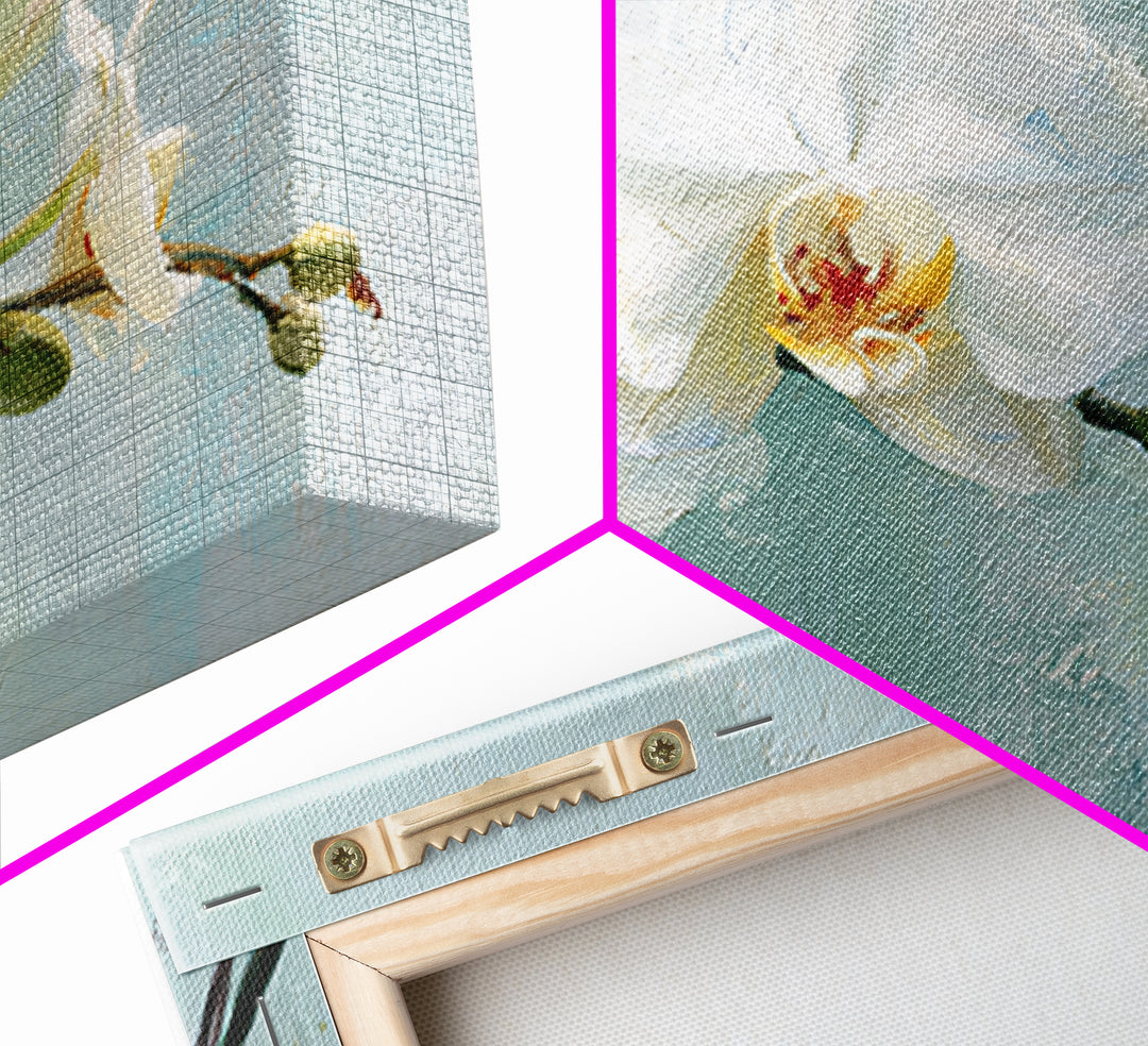 White Orchid on Stone Background Framed Canvas Print, Dental Office Art, Dental Wall Art, Office Decor, Abstract Art, Calm, DOA-3x2-64