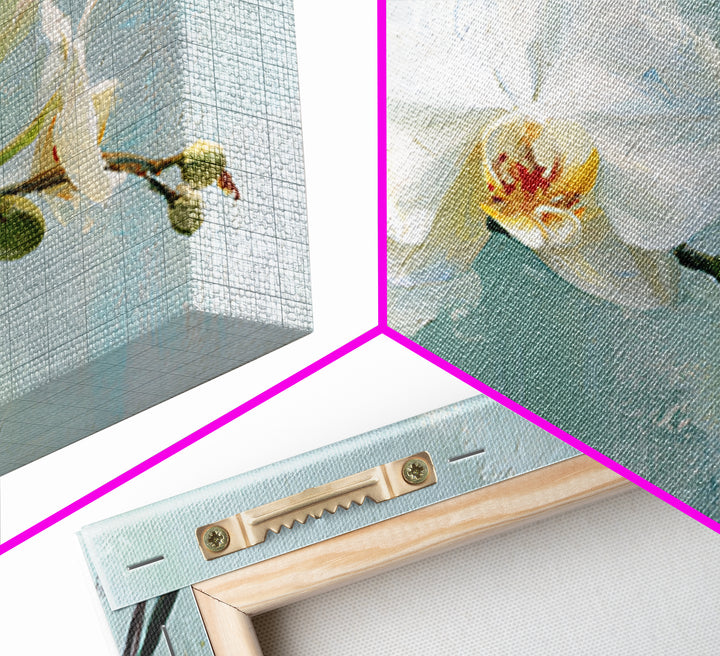 White Orchid on Stone Background Framed Canvas Print, Dental Office Art, Dental Wall Art, Office Decor, Abstract Art, Calm, DOA-3x2-64