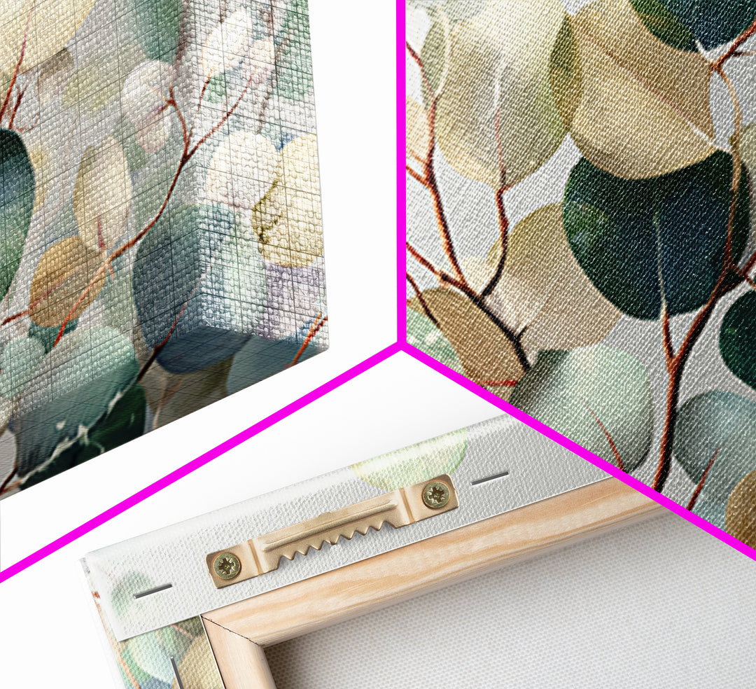 Soft Botanical Eucalyptus Print for Clean Atmosphere Framed Canvas Print, Dental Office Art, Dental Gift, Office Decor, Calm, DOA-3x2-7