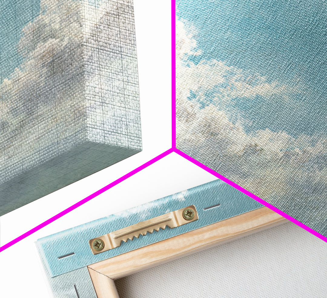 Peaceful Clouds over Open Meadow Framed Canvas Print, Dental Office Art, Dental Wall Art, Office Decor, Watercolor Art, Calm, DOA-3x2-85