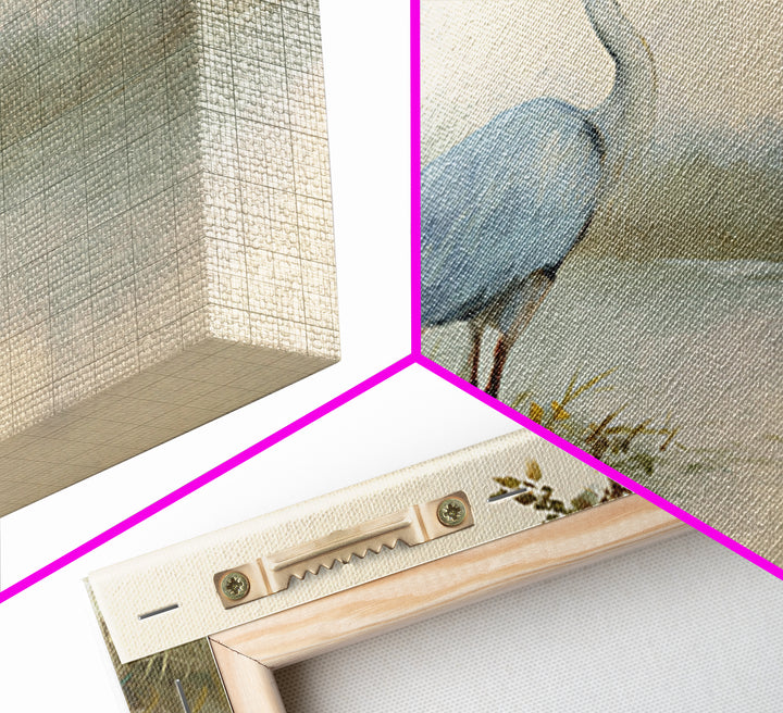 Blue Heron by Calm Marsh Water Framed Canvas Print, Dental Office Art, Dental Assistant, Office Decor, Fine Art, Calm, DOA-3x2-99