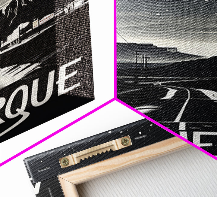 Albuquerque Travel Poster, Framed Canvas Print, Dark Moody City Wall Art, Albuquerque Wall Art, Travel Wall Art, Fine Art Print