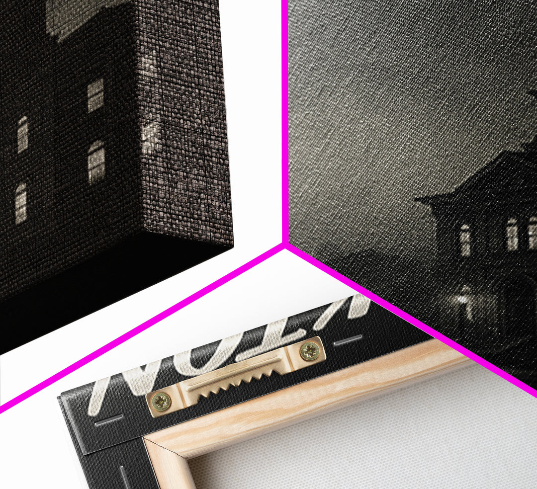Brockton Massachusetts Travel Poster, Canvas Print, Vintage Noir Poster Art, Brockton City Art, Travel Prints, Travel Wall Art, Art Print