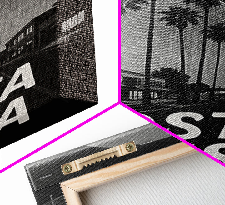Costa Mesa Travel Poster, Framed Canvas Print, Night Street Poster Art, Costa Mesa Poster Print, Eclectic Wall Decor, Retro Travel Print