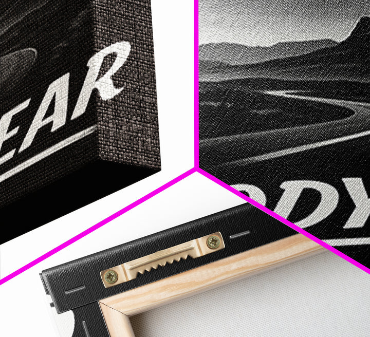 Goodyear Travel Poster, Framed Canvas Print, Vintage Noir Poster Art, Goodyear Travel Art, Living Room Wall Art, Mid Century Wall Art