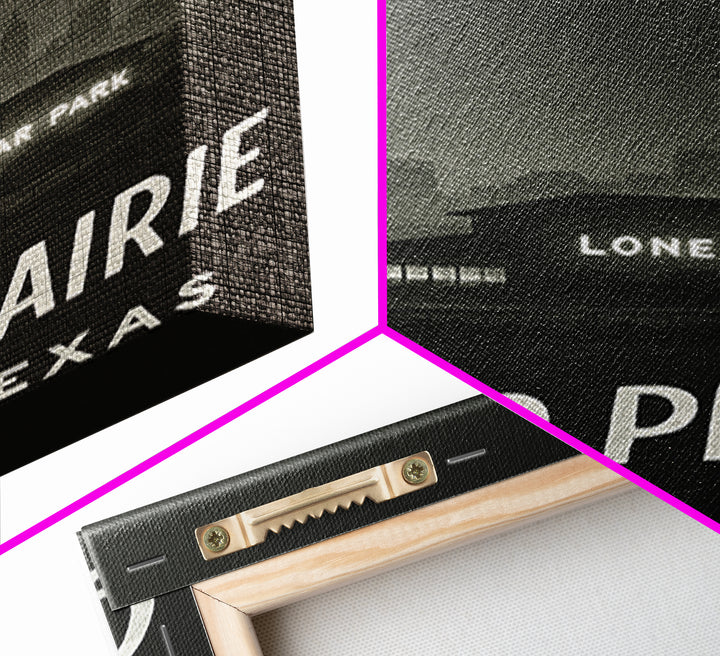 Grand Prairie Texas Travel Poster, Canvas Print, Dark Moody City Wall Art, Grand Prairie Wall Art, Vintage City Poster, Vintage City Art