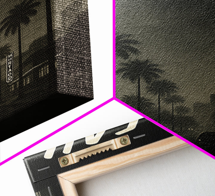 Hialeah Florida Travel Poster, Framed Canvas Print, Dark Moody City Wall Art, Hialeah Poster Print, Living Room Wall Art, Fine Art Print