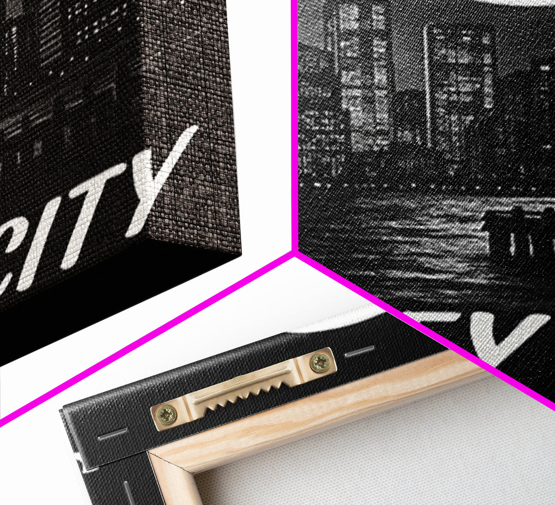 Jersey City Travel Poster, Framed Canvas Print, Vintage Noir Poster Art, Jersey City Travel Art, Vintage Travel Print, Vintage City Poster