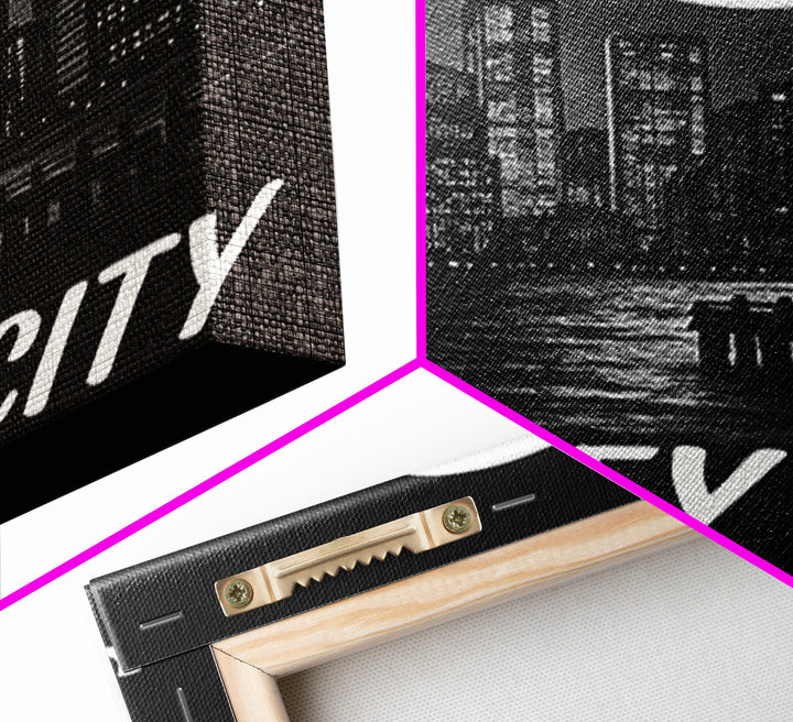 Jersey City Travel Poster, Framed Canvas Print, Vintage Noir Poster Art, Jersey City Travel Art, Vintage Travel Print, Vintage City Poster