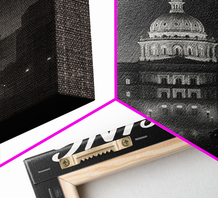 Lansing Travel Poster, Framed Canvas Print, Black And White Travel Art, Lansing Poster Print, Vintage City Art, Living Room Wall Art